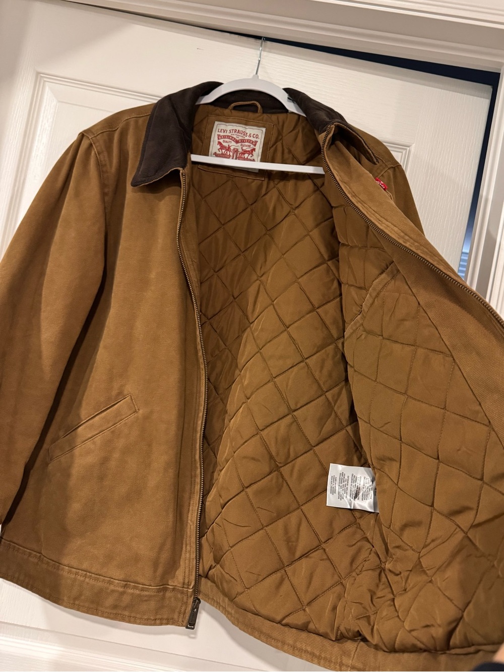Levi's Men's Brown Jacket with Dark Contrast Collar - Picture 3 of 7